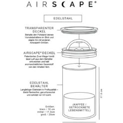 Airscape Kaffeedose 1 kg 20 cm Kilo schwarz