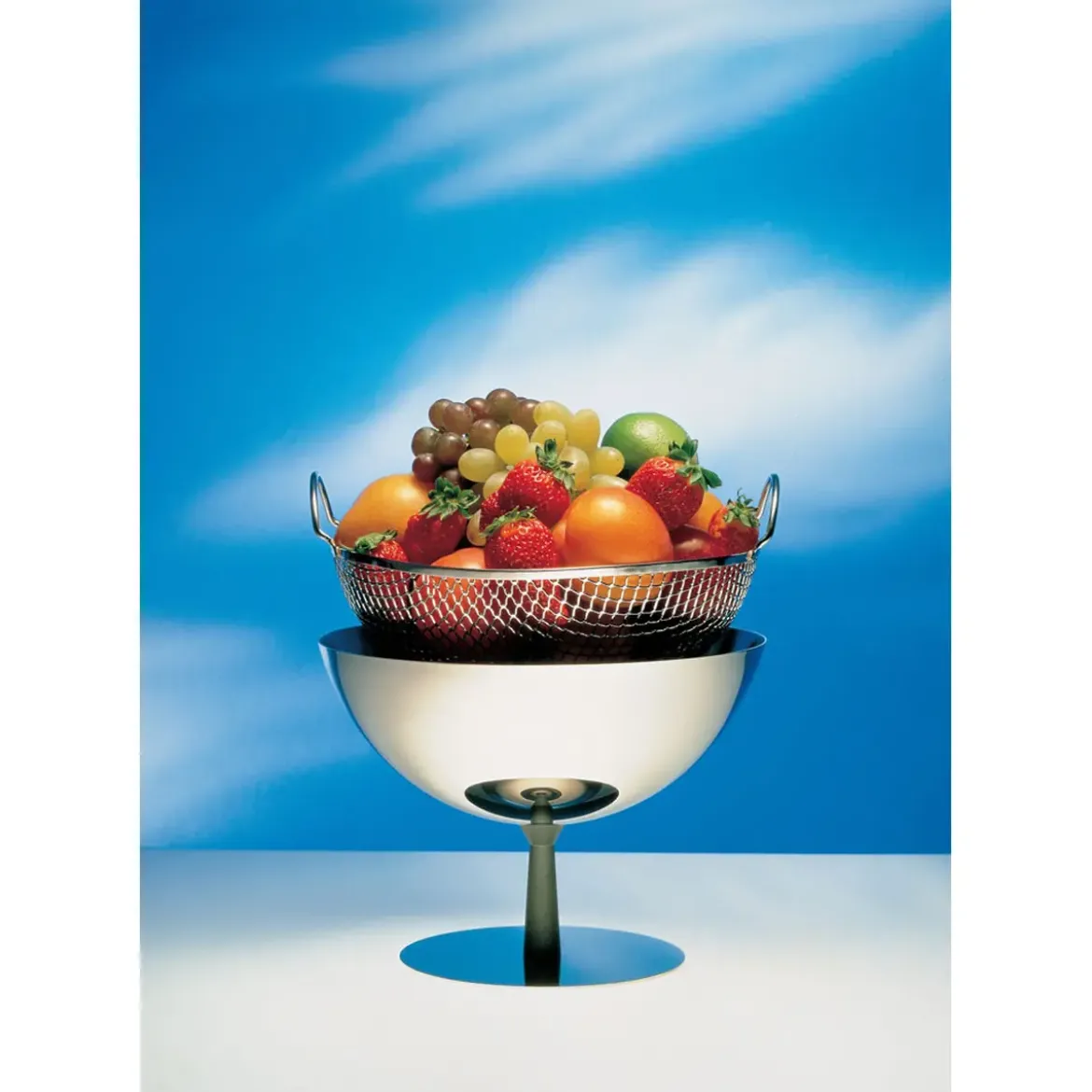 Alessi Obstschale / Sieb. Schwarz.Fuss