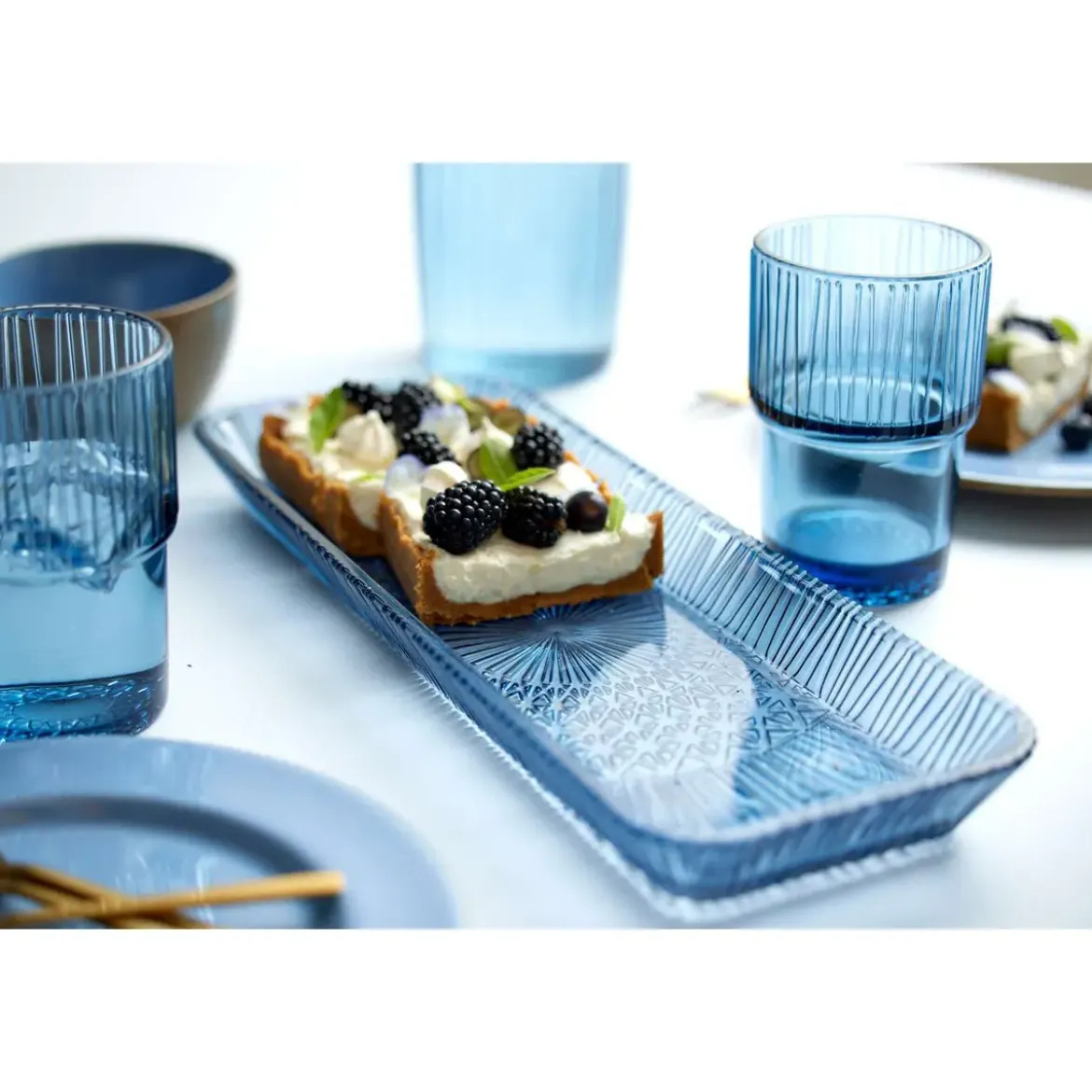 Bitz Servierplatte 38x14 cm Kusintha blau