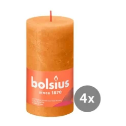 Bolsius 4er Pack Stumpenkerze 130/68 Rustik Shine honigwabengelb 19