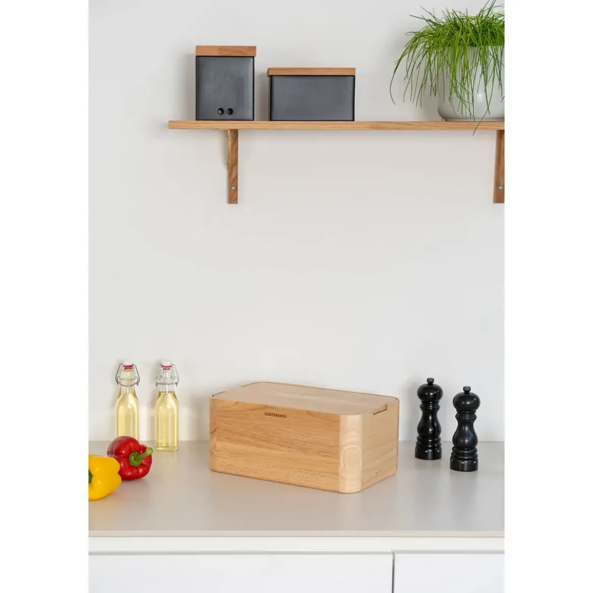 Continenta Brotkasten 36x23x16 cm Gummibaum