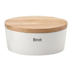 Continenta Brottopf mit Holzdeckel 30x23x13 cm weiß