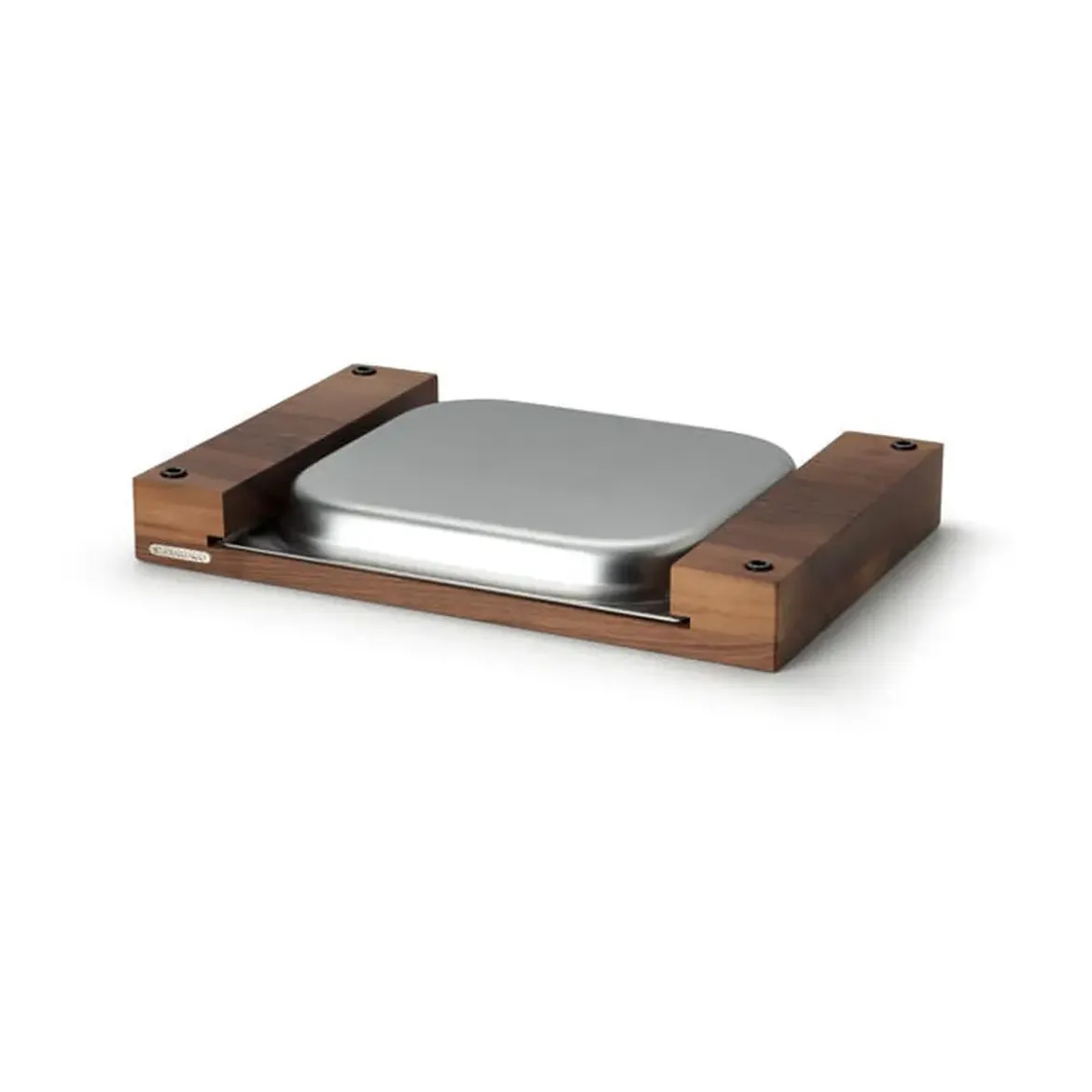 Continenta Schneidebrett Walnuss m. Edelstahl Schublade 48 x 32,5 x 6 cm