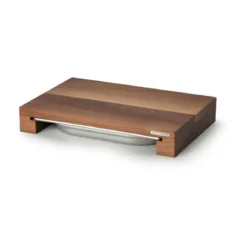 Continenta Schneidebrett Walnuss m. Edelstahl Schublade 39 x 27 x 6 cm