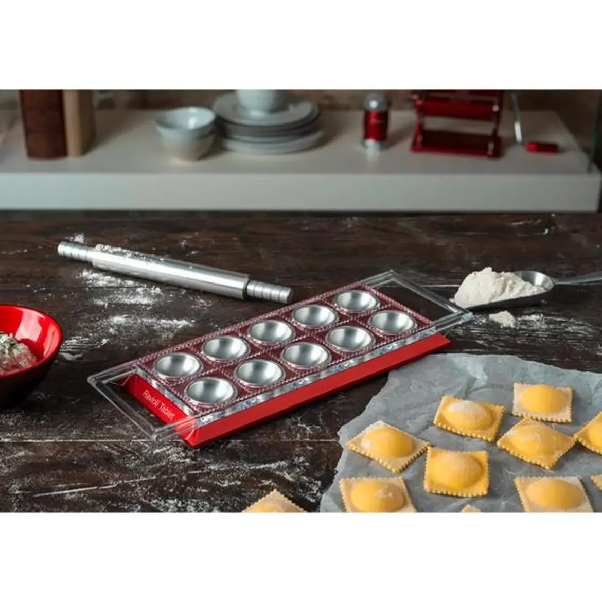 Marcato Ravioli Tablett 34x12 cm rot
