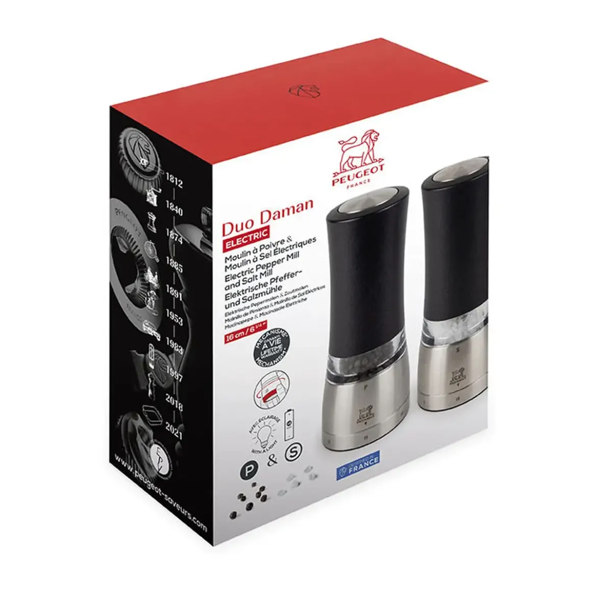 Peugeot Pfeffer- und Salzmühle 16 cm Daman Elektrisch Duo u‘Select schwarz
