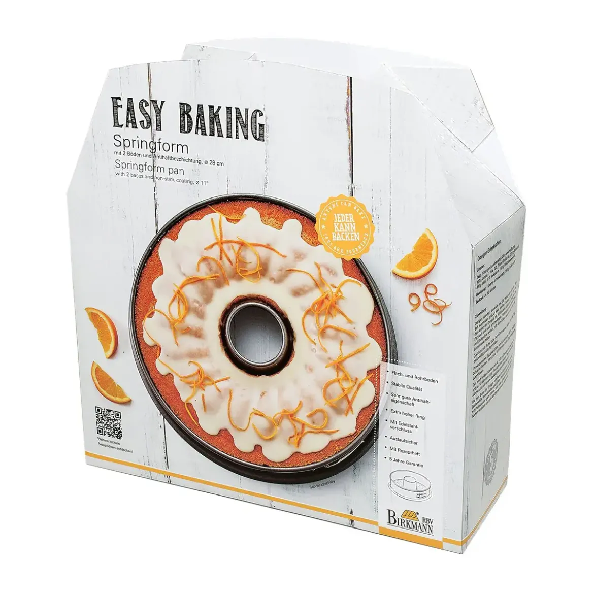 RBV Birkmann Springform mit zwei Böden 28 cm Easy Baking grau
