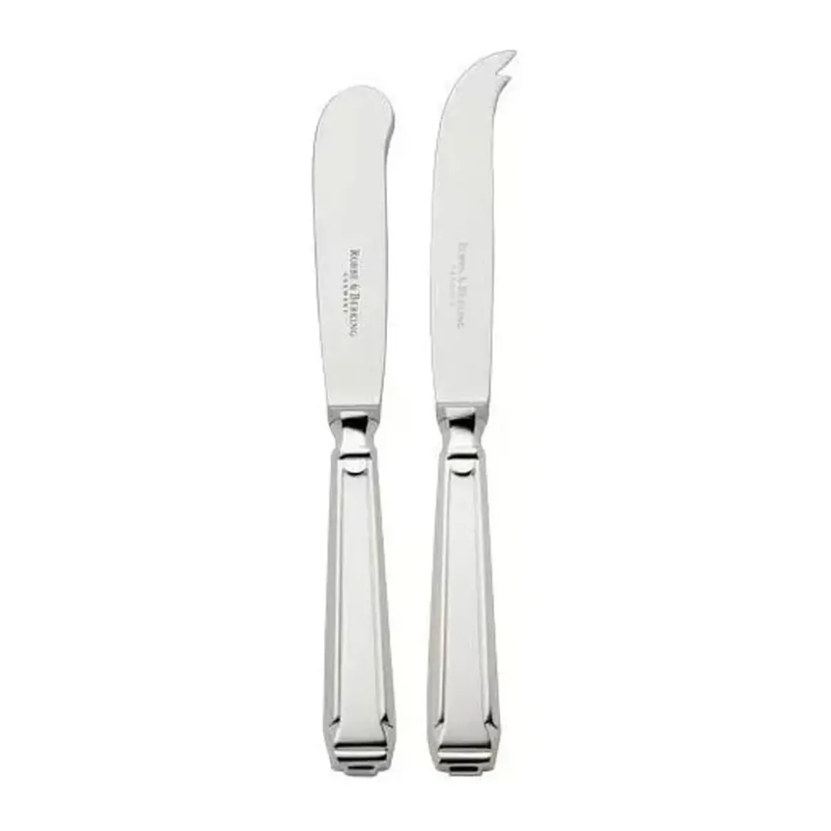 Robbe & Berking Butter u. Käsemesser mit Stahlklinge Art Deco 925 Sterlingsilber