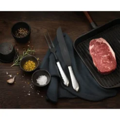 Robbe & Berking Tranchiermesser 29 cm Martelé Frozen Black 150 g versilbert