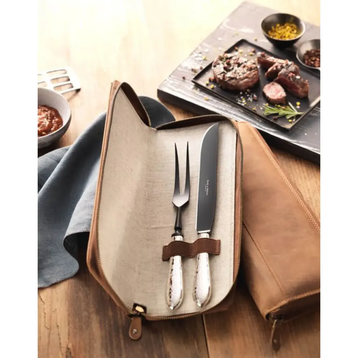 Robbe & Berking Tranchierset 4-tlg. Martelé Frozen Black 150 g versilbert