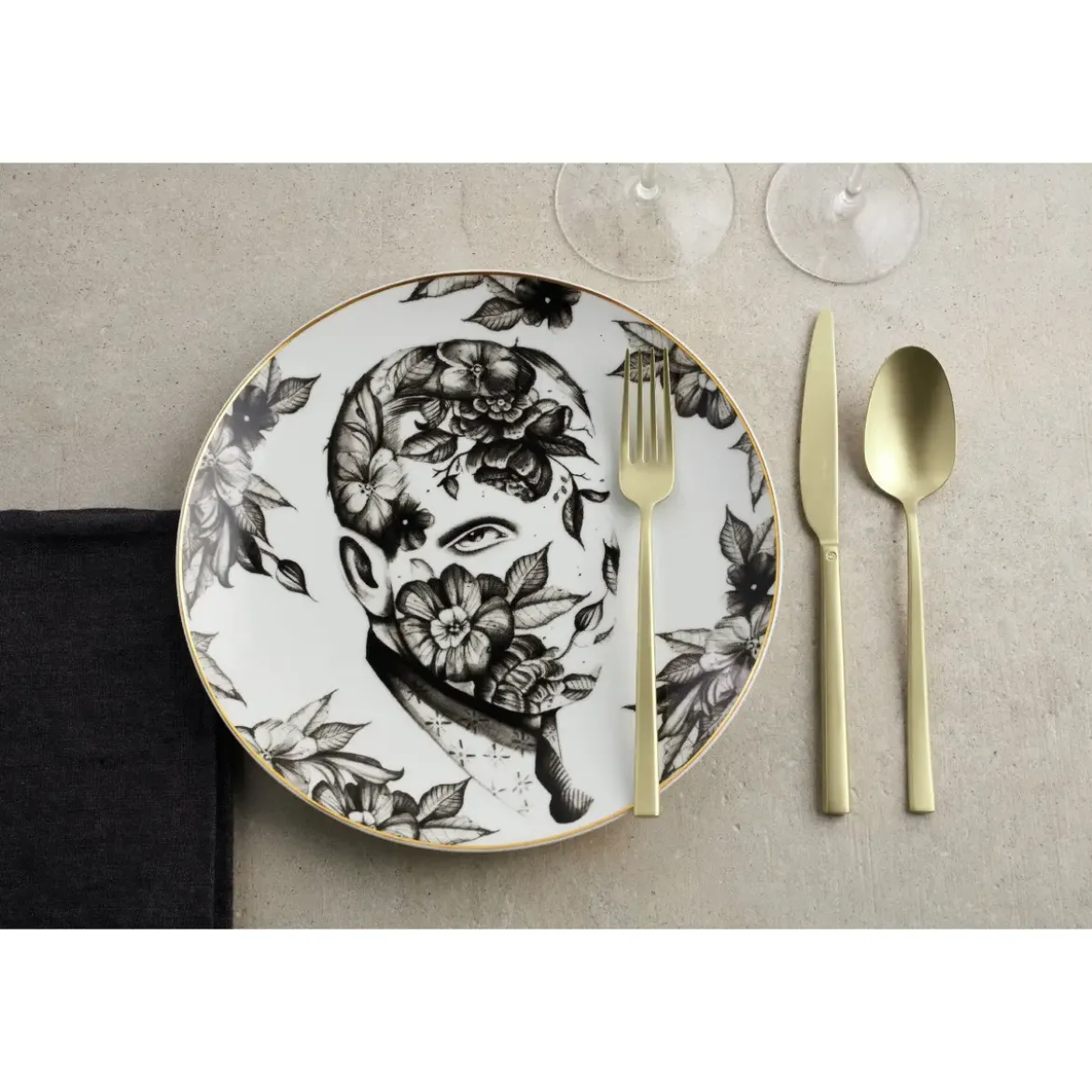 Sambonet Besteck-Set 24-tlg. Rock Antique PVD Champagne